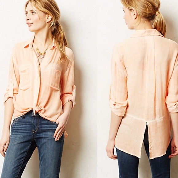 Anthropologie Tops - Anthropologie Cloth Stone Ombre Button Down Shirt